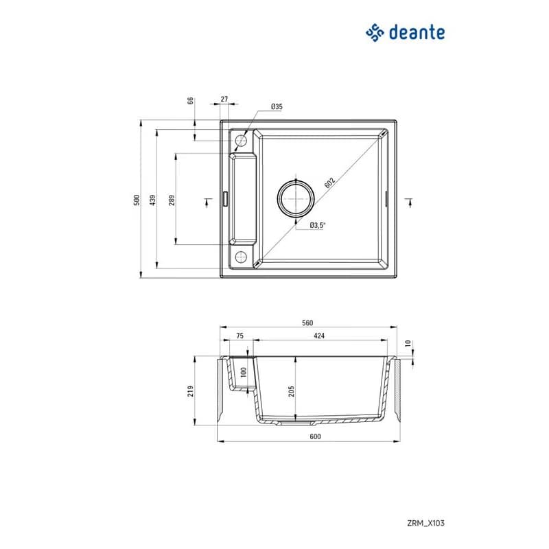 DEANTE DEANTE - Magnetic alabaster - Magnetic Granitový drez ZRM_A103 4
