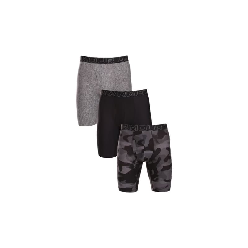 Pánske boxerky UNDER ARMOUR 3 PACK-UA PERFORMANCE TECH - PRINT 9 inch-BLK