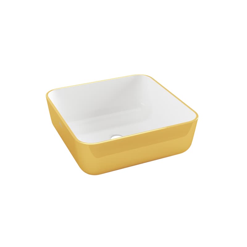 INVENA - Umývadlo na dosku MALAGA 39 cm, biela/zlatá CE-39-013-W