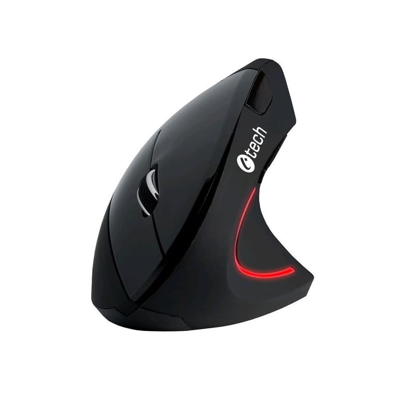 C-TECH myš VEM-09C, vertikálna, 6 tlačidiel, čierna, USB