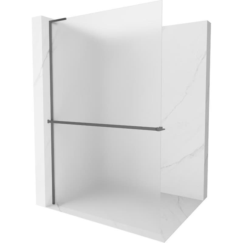 MEXEN/S - Kioto+ L Sprchová zástena WALK-IN s poličkou a držiakom uterákov 120 x 200, dekor, grafit metal 800-120-123-95-30