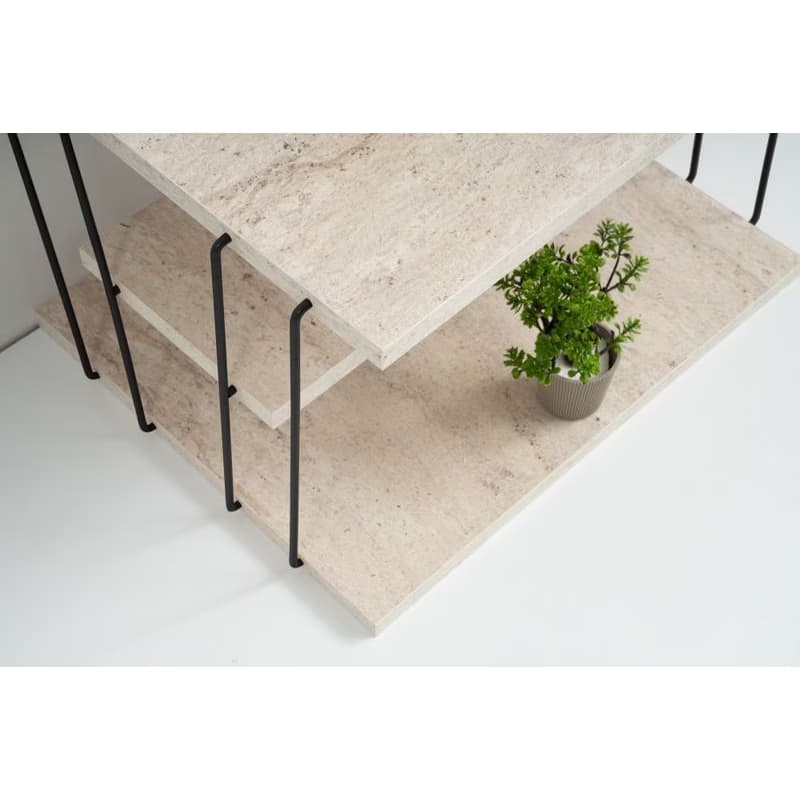 Príručný stolík / Odkladací stolík Lifon - Black, Travertine 4