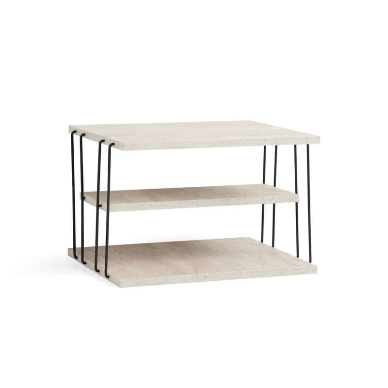 Príručný stolík / Odkladací stolík Lifon - Black, Travertine 6