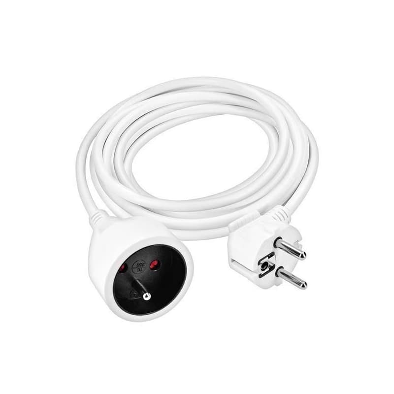 Solight predlžovací prívod 5m, 1 zásuvka, 16A/3680W, PVC, biely 3