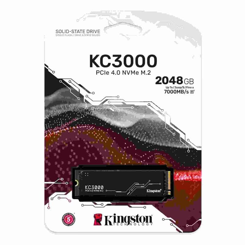 Kingston SSD 2TB (2048GB) KC3000 M.2 2280 NVMe™ PCI Gen 4 (R 7000MB/s; W 7000MB/s) 3