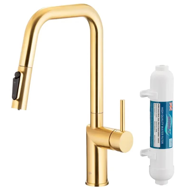 Drezová batéria Duero Pure Style Light Gold s filtráciou vody výsuvný výtok