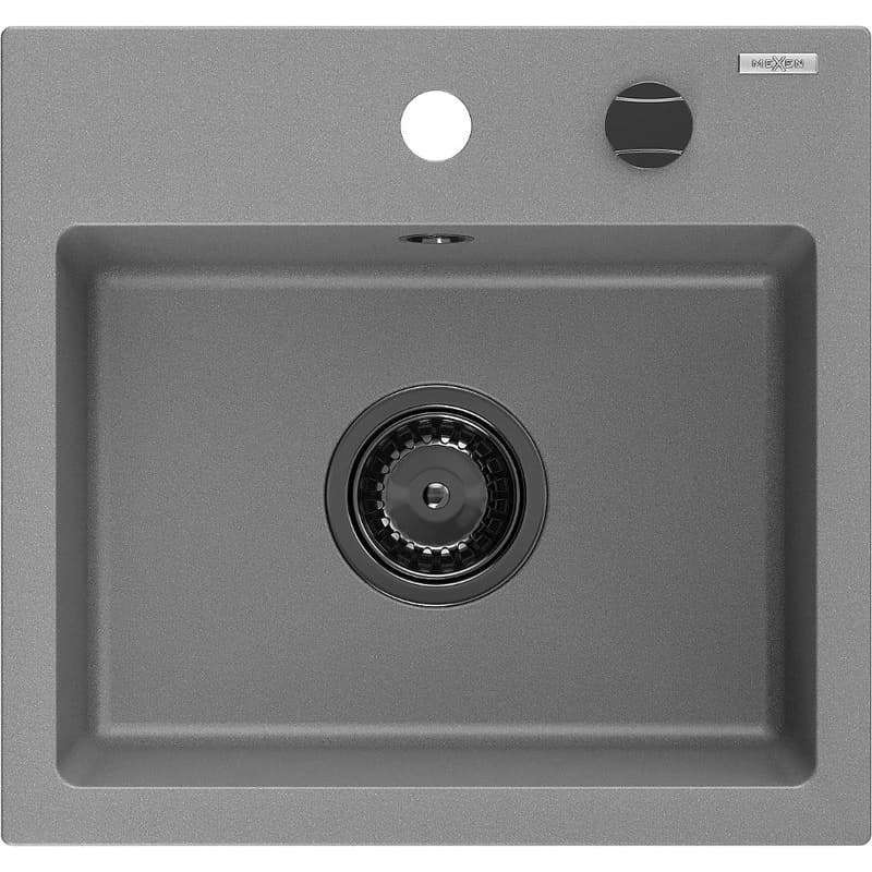 MEXEN/S MEXEN/S - Milo granitový drez 1 435 x 410 mm, sivá, + čierny sifón 6505441000-71-B
