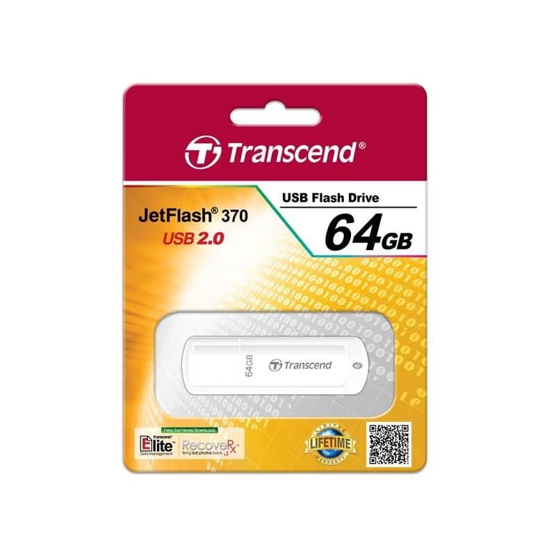 TRANSCEND Flash Disk 64GB JetFlash®370, USB 2.0 (R:16/W:6 MB/s) biela 3