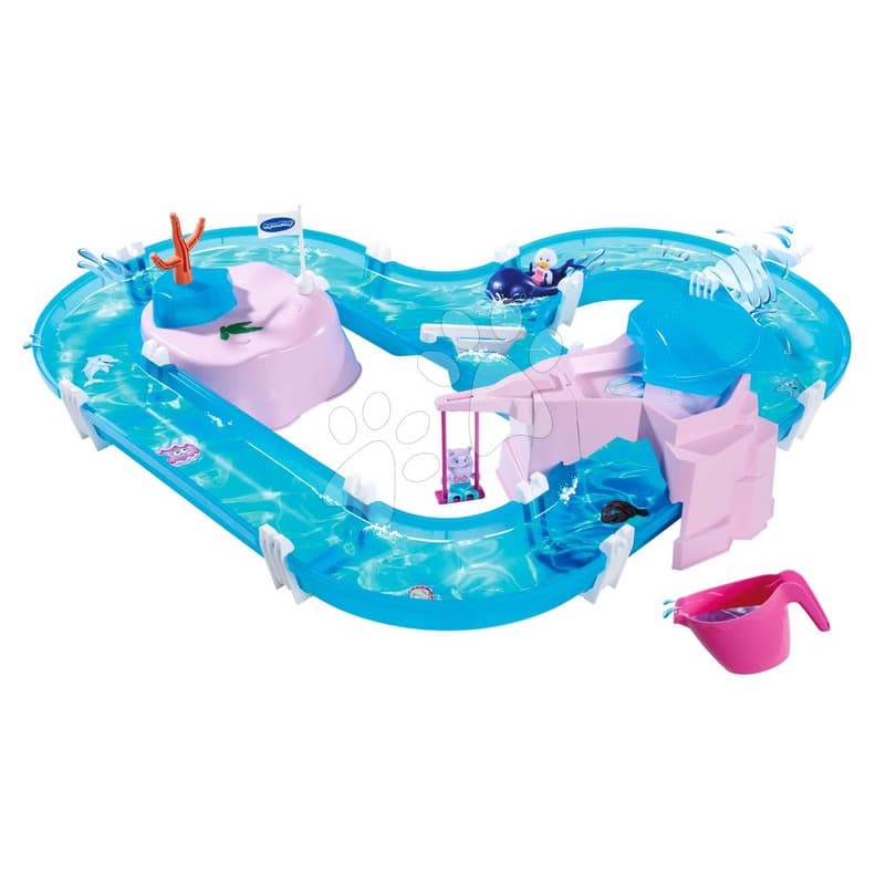 Vodná dráha v tvare srdca s hojdačkou a skrýšou Mermaid AquaPlay s vodeodolnými nálepkami a 2 figúrky morské víly 1