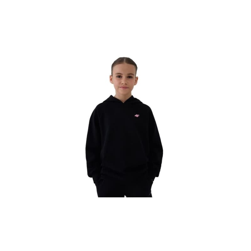Dievčenská mikina s kapucňou 4F JUNIOR SWEATSHIRT F1478-20S-DEEP BLACK