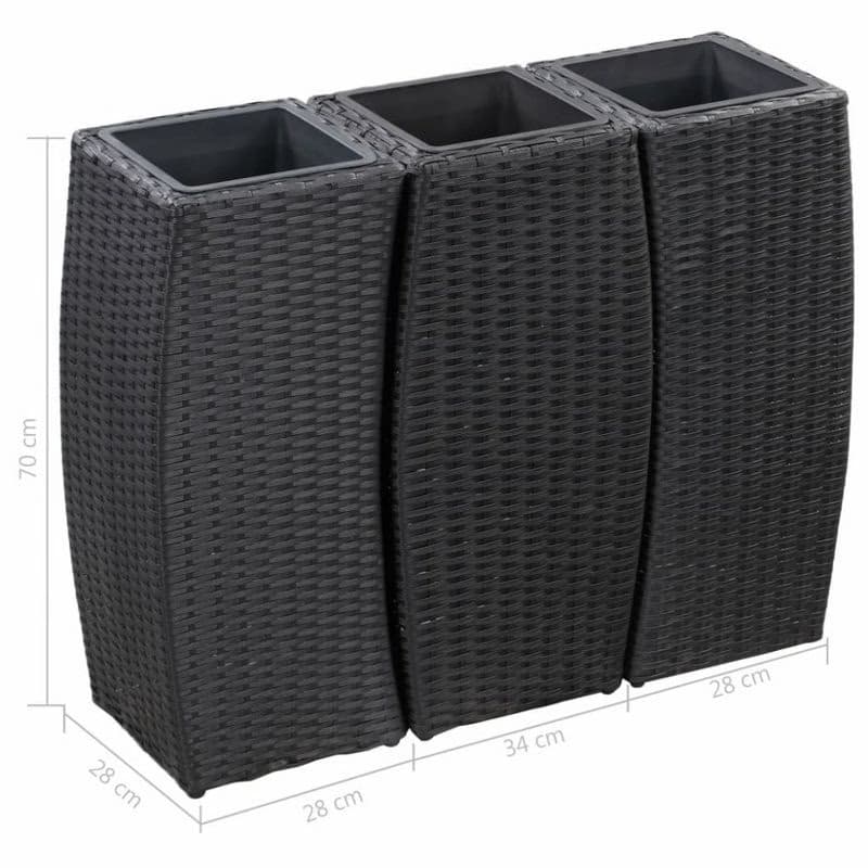 Záhradné vyvýšené záhony 3 ks polyratan Dekorhome 3