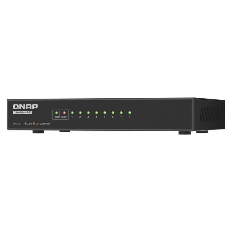 QNAP switch QSW-1108-8T-R2 (8x 2,5GbE port, pasívne chladenie, podpora 100M/1G/2,5G) 1