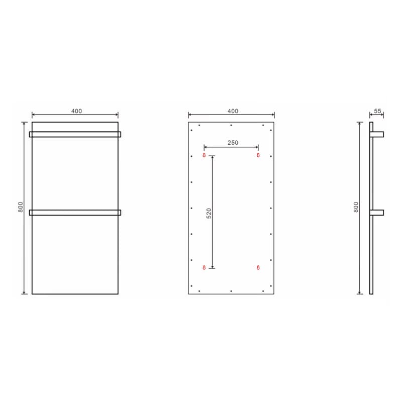 SAPHO - ELMIS elektrický sušiak uterákov 400x800 120 W, hliník, čierny mat EB430 2
