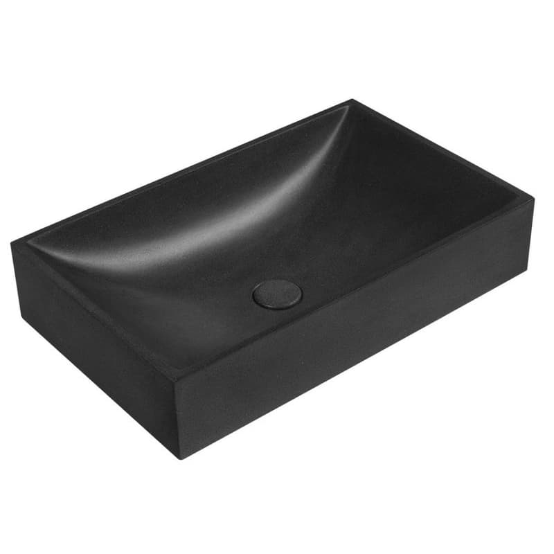 SAPHO - TARANT betónové umývadlo s výpusťou, 58x36cm, čierny granit AR471
