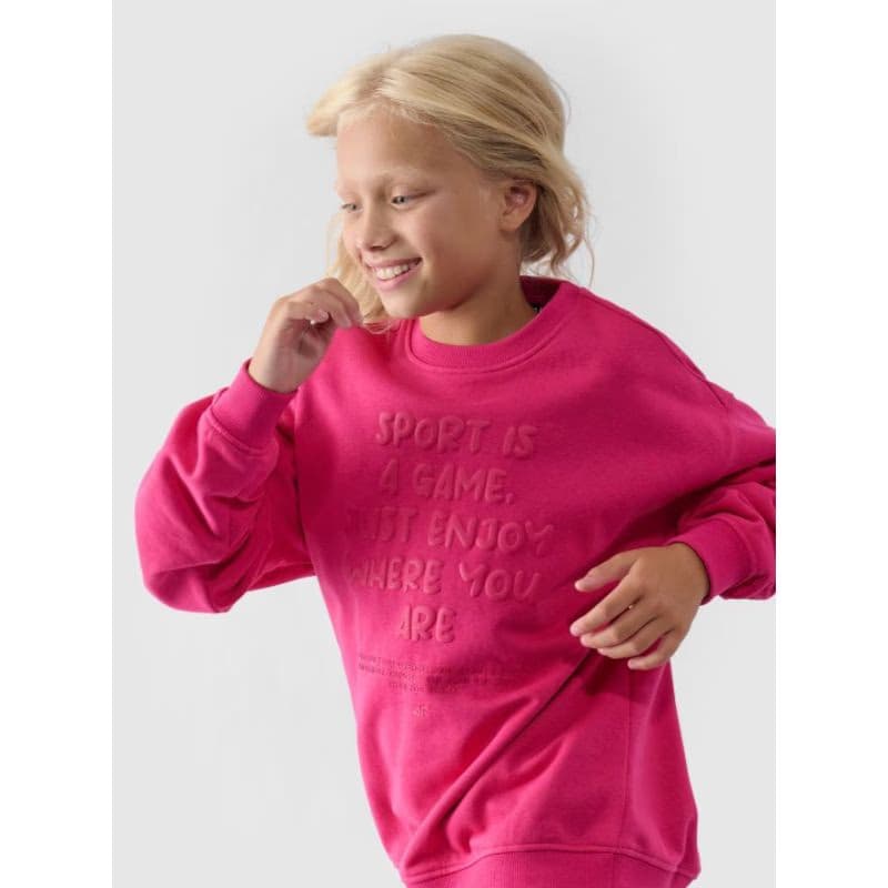 Dievčenská mikina 4F JUNIOR SWEATSHIRT-JWAW24TSWSF1214-55S-HOT PINK 3