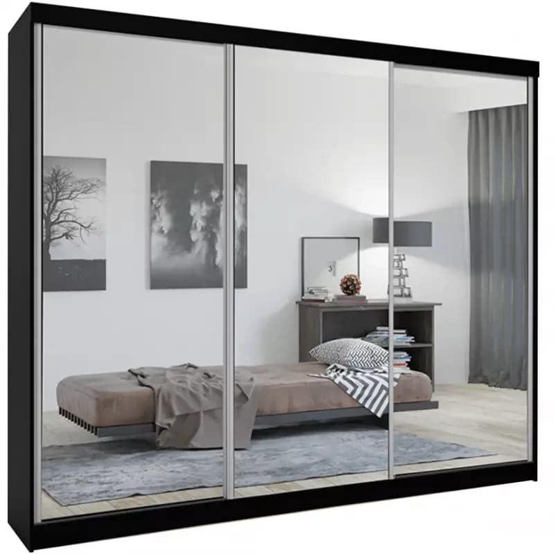Skriňa Lux 250 čierna  + 3 x Zrkadlo 1