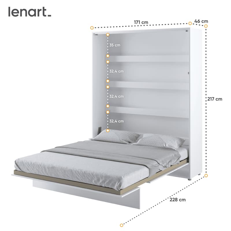 Dig-net nábytok Sklápacia posteľ Lenart BED CONCEPT BC-12 biela | 160 x 200 cm 5