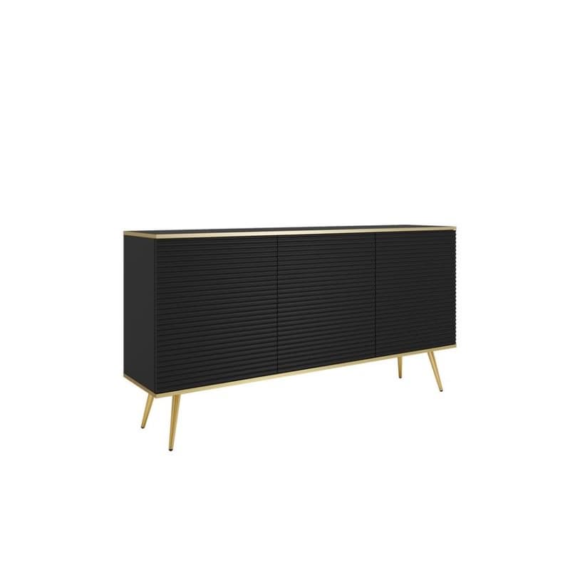 ArtPS Komoda BIJOU K-160 MDF | čierna / zlaté nohy 1