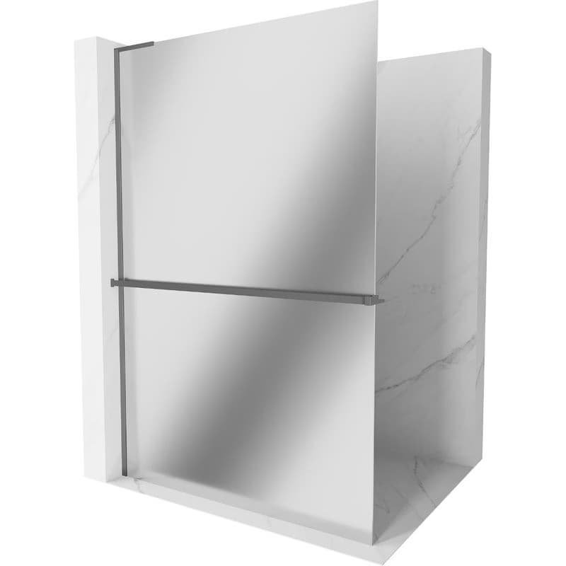 MEXEN/S - Kioto+ L Sprchová zástena WALK-IN s poličkou a držiakom uterákov 80 x 200, zrkadlové, grafit metal 800-080-123-95-50 1