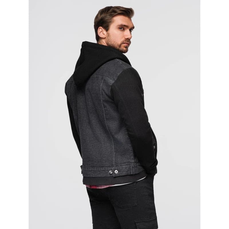 Pánska bunda s kapucňou OMBRE Jacket OM-JADJ-0220 V-3 black 5