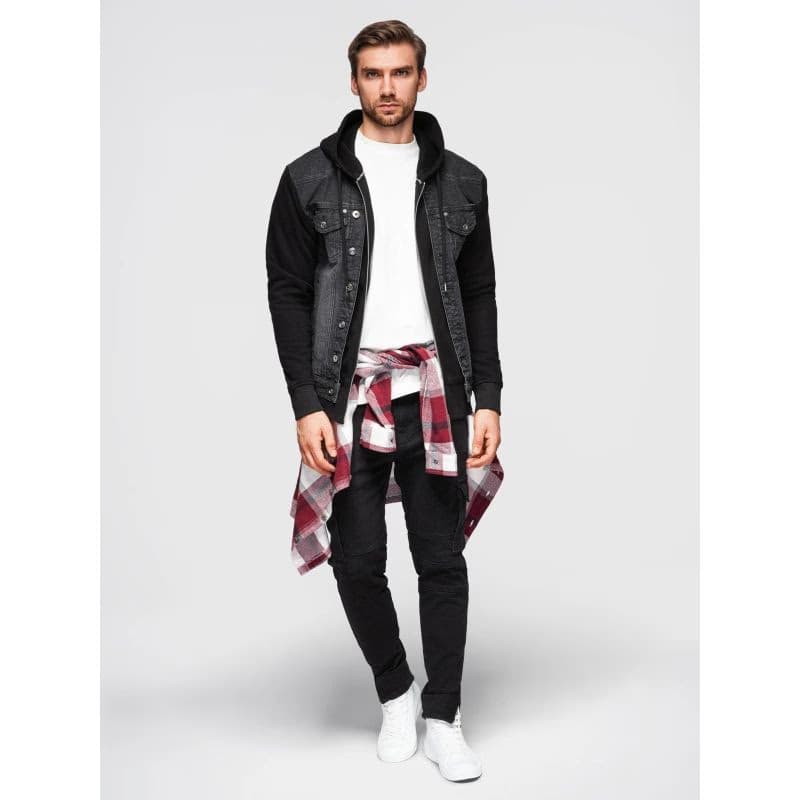 Pánska bunda s kapucňou OMBRE Jacket OM-JADJ-0220 V-3 black 6