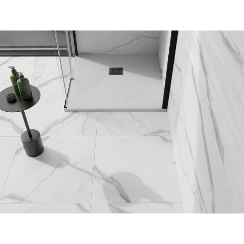 MEXEN/S - Stone+ štvorcová sprchová vanička 70 x 70, biela, mriežka čierna 44107070-B 6