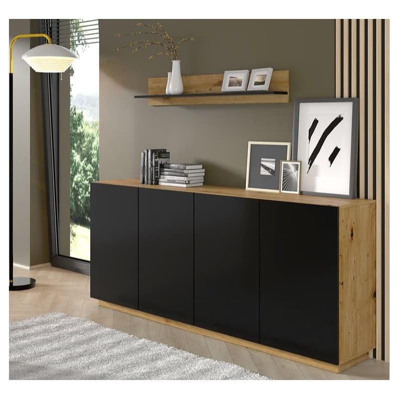 ArtBm Komoda AURA 4D | dub artisan/čierny mat 2
