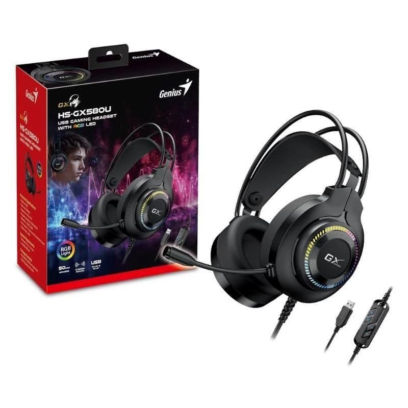 GENIUS slúchadlá s mikrofónom GX GAMING HS-GX580U, USB, RGB, čierna 3