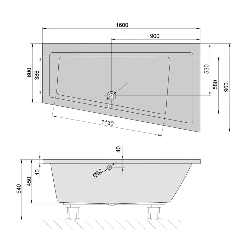 POLYSAN - ANDRA R asymetrická vaňa 160x90x45cm, biela 81541 2