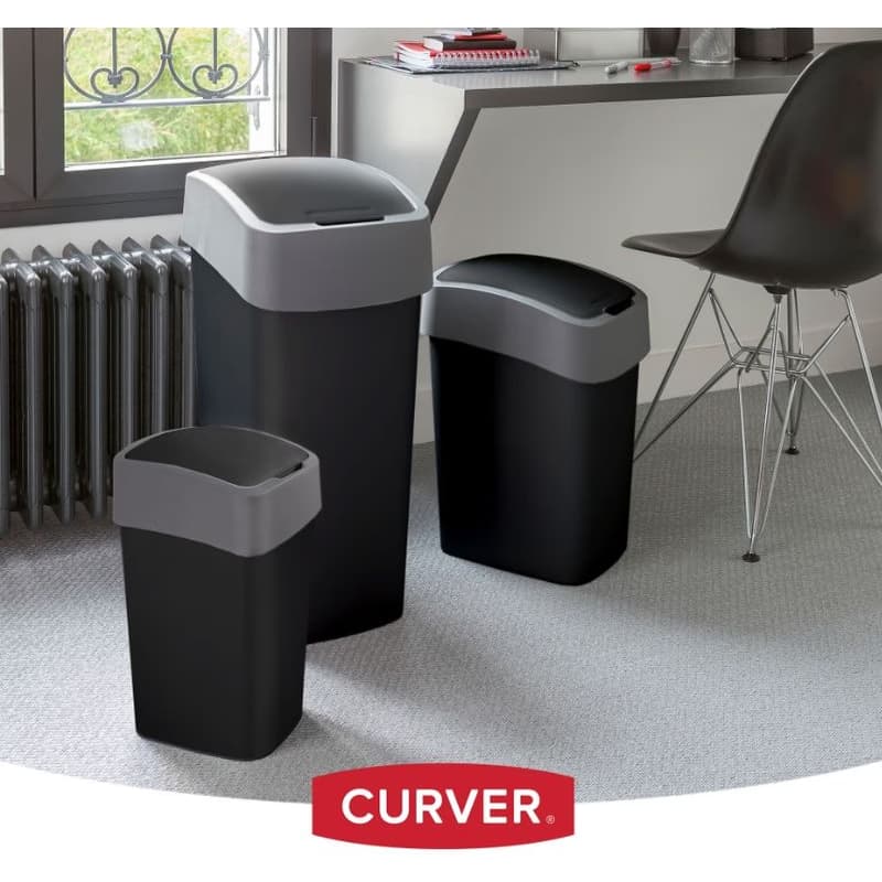 CURVER Odpadkový kôš FLIP BIN 9l | čierna / strieborná 2