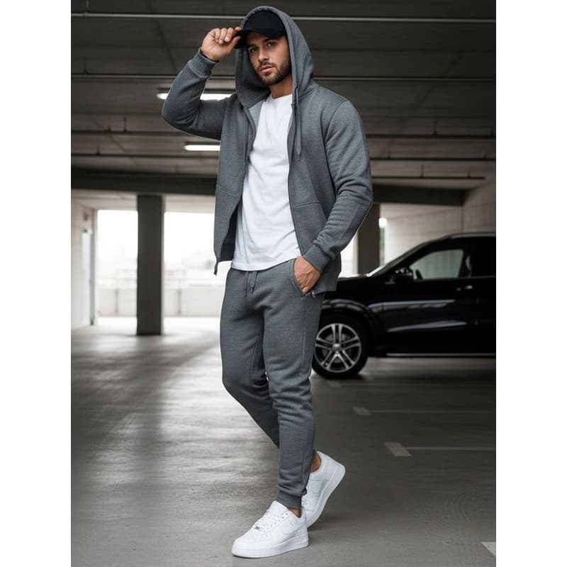Pánske tmavo-sivé jogger tepláky UX2396 3