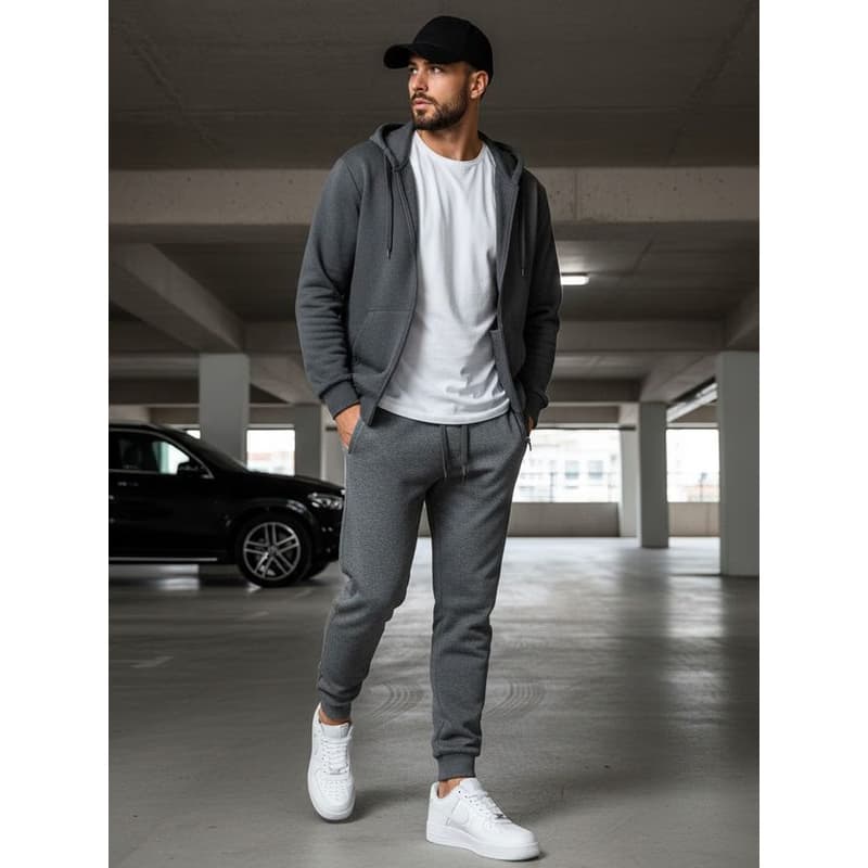 Pánske tmavo-sivé jogger tepláky UX2396 4