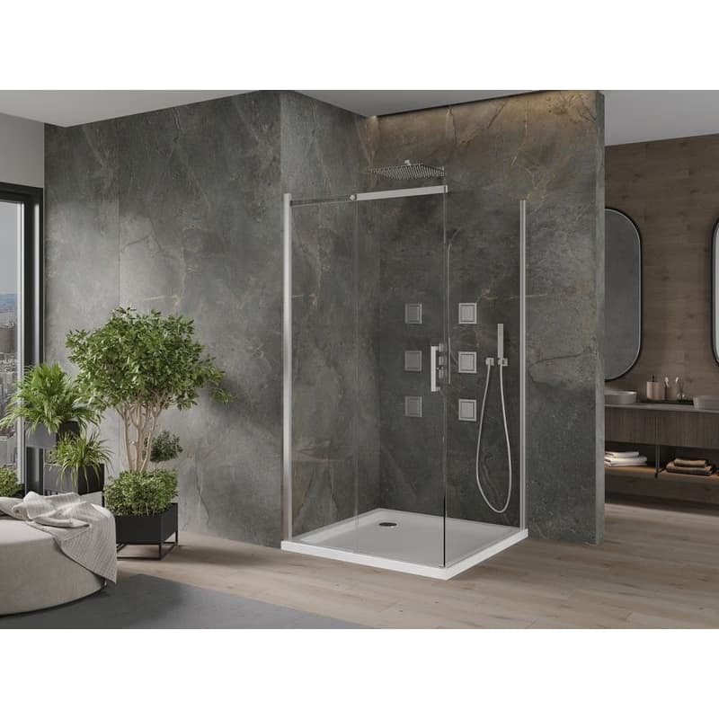 MEXEN/S - Omega sprchovací kút 100x100, číre sklo, posuv, chróm + vanička 825-100-100-01-00-4010 2