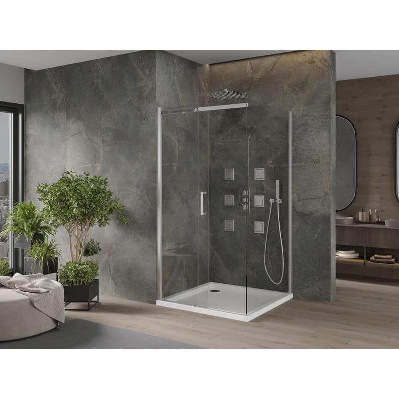 MEXEN/S - Omega sprchovací kút 100x100, číre sklo, posuv, chróm + vanička 825-100-100-01-00-4010 3