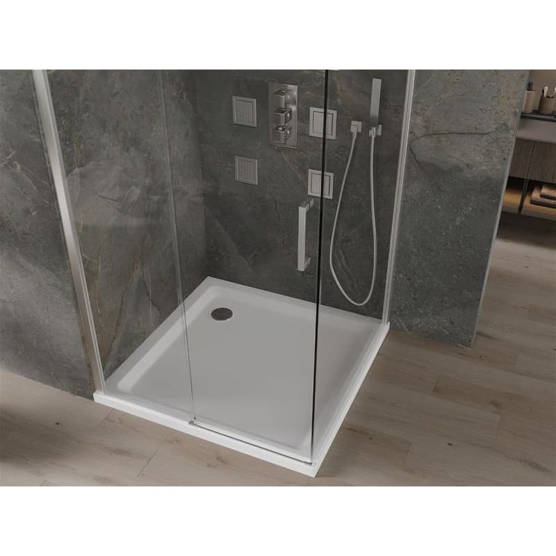 MEXEN/S - Omega sprchovací kút 100x100, číre sklo, posuv, chróm + vanička 825-100-100-01-00-4010 4