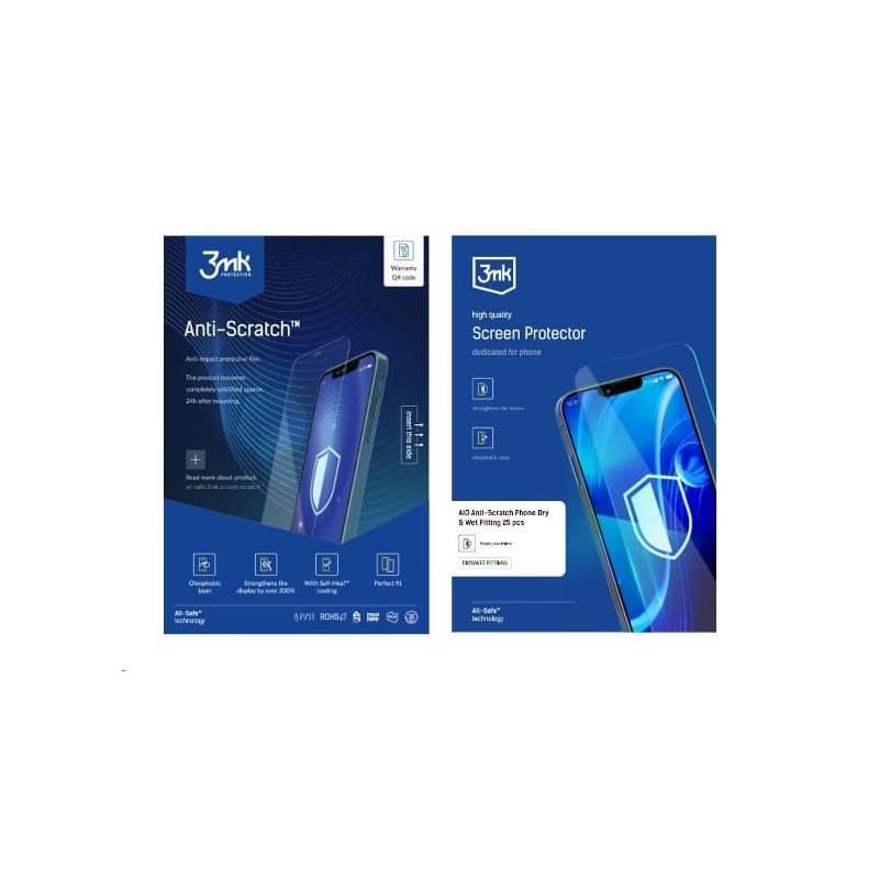 3mk All-Safe - AIO fólia Anti-Scratch Dry & Wet Fitting Phone, 25 ks 1