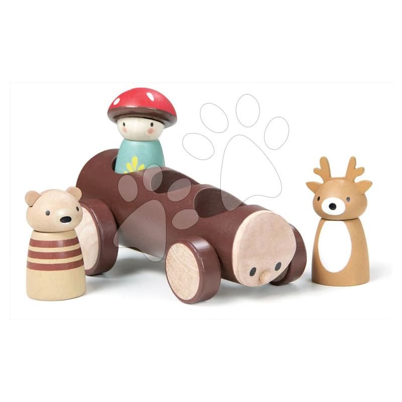 Drevený lesný taxík Timber Taxi Tender Leaf Toys z rozprávky Merrywood Tales s 3 figúrkami od 18 mes 1