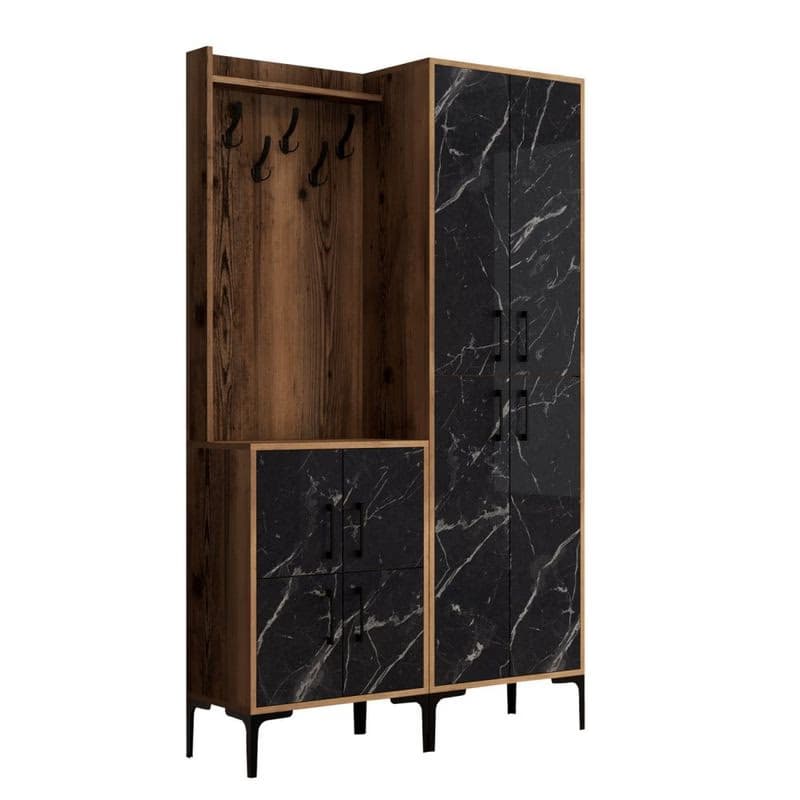 Predsieňová stena Berlin BA - Walnut, Black Marble 2