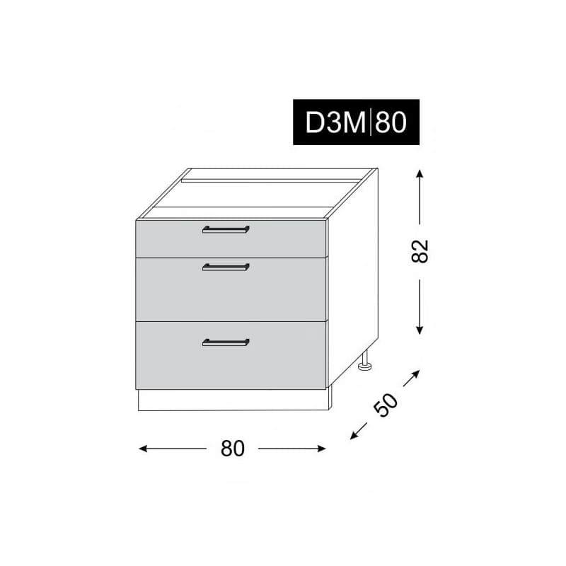 ArtExt Kuchynská skrinka spodná, D3M/80 Amaro Farba korpusu: Grey 4