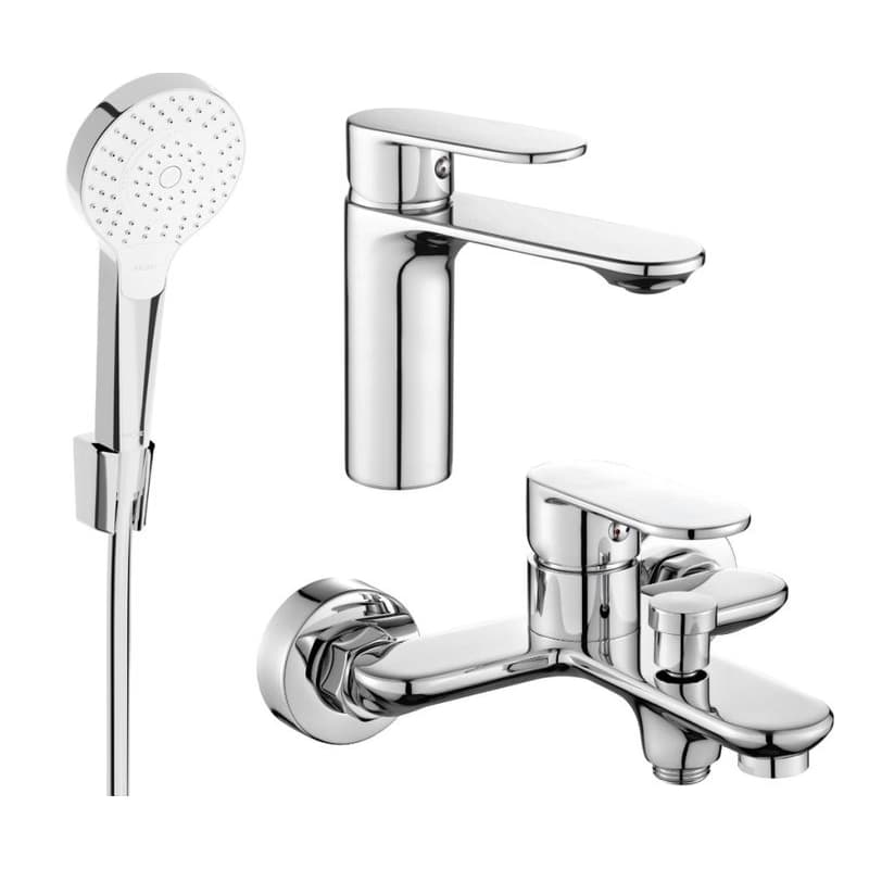 MEXEN/S - Milo R05 SET umývadlová batéria + vaňová s príslušenstvom, chróm 71303R05-00