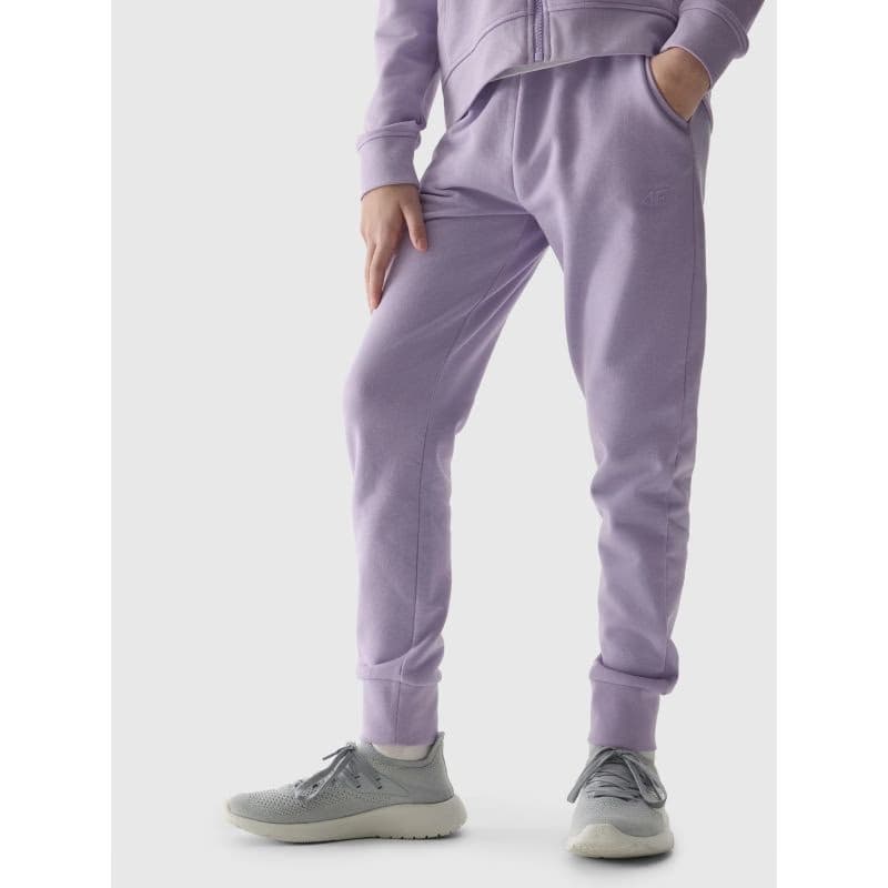 Dievčenské tepláky 4F JUNIOR TROUSERS-4FJWSS24TTROF587-52S-LIGHT VIOLET 2