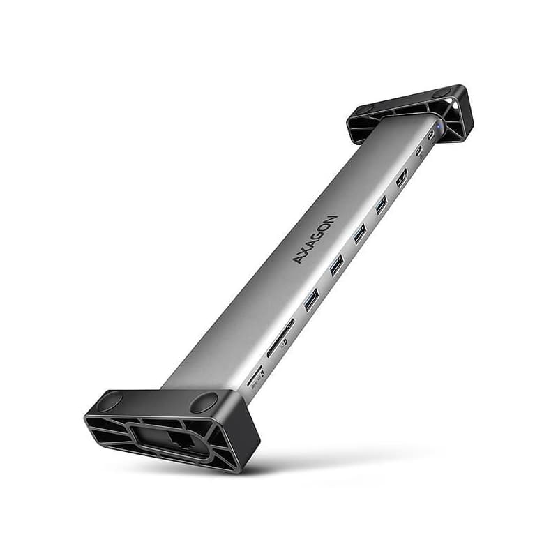 AXAGON HMC-10HLS, USB 5Gbps húb, 4x USB-A, HDMI 4k/60Hz, RJ-45 GLAN, SD/mSD, PD 100W, kábel USB-C 25cm 1