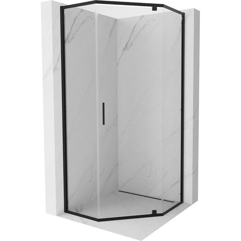 MEXEN - Exo sprchovací kút päťboký krídlový 80 x 80, transparent, čierna 812-080-080-70-00