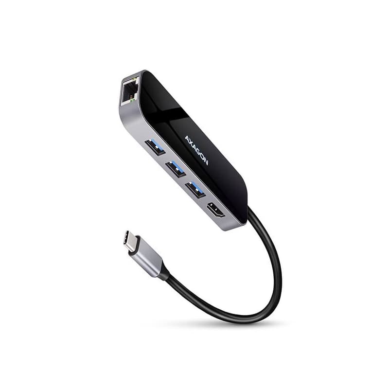 AXAGON HMC-6GL, USB 3.2 Gen 1 húb, porty 3x USB-A, HDMI, RJ-45 GLAN, PD 60W, kábel USB-C 20cm