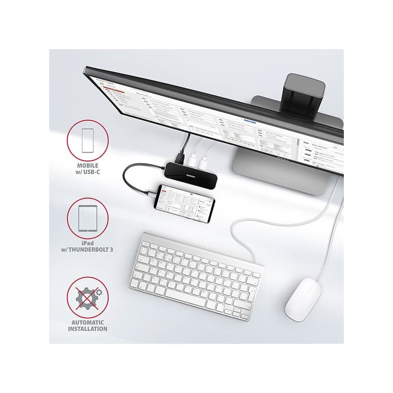 AXAGON HMC-6GL, USB 3.2 Gen 1 húb, porty 3x USB-A, HDMI, RJ-45 GLAN, PD 60W, kábel USB-C 20cm 6