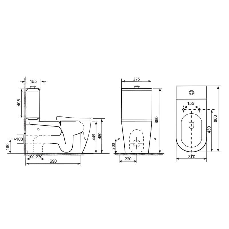SAPHO - MEDIC RIMLESS misa pre kombi WC, spodný/zadný odpad, biela MC102-111 3