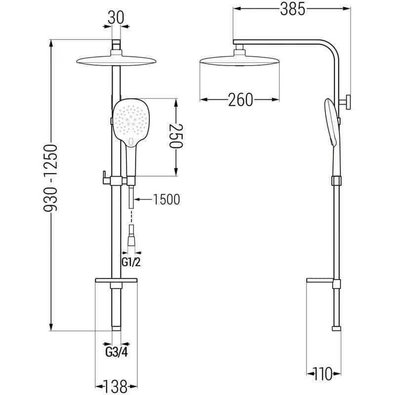 MEXEN/S - Q22 chróm sprchový stĺp 798222295-00 2