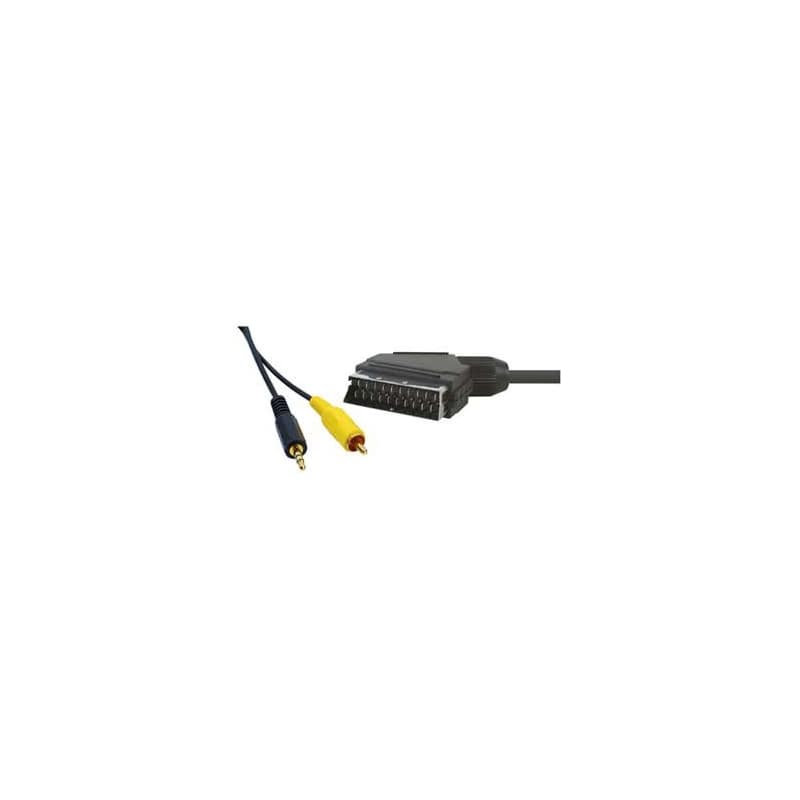 Audio/Video kabel SCART samec - CINCH samec + Jack (3.5mm) samec, 1.5m, čierny, DOPRADE 1
