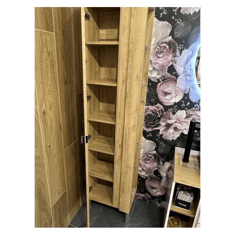 ArtCom Vysoká skrinka do kúpeľne so zrkadlom CAPRI Oak 803 4