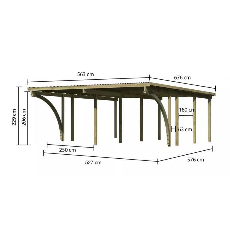 Drevený dvojitý prístrešok / carport ECO 2C Lanitplast 5